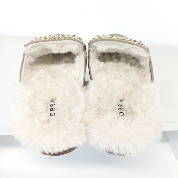 Torrid Faux Fur Slip On Mules Neutral Size 9WW - Picture 5 of 10